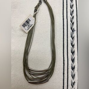 Green cord necklace with silver beads - never worn